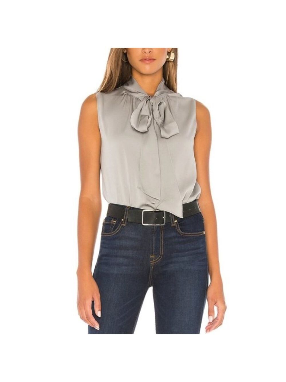 Theory Scarf Tie Sleeveless Silk Blend Blouse